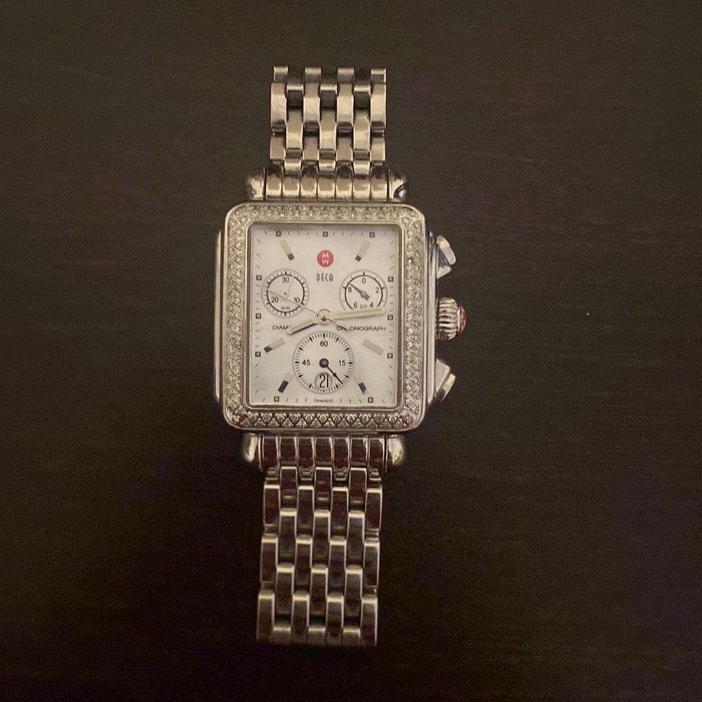 MICHELE Diamond Deco Stainless Steel Watch